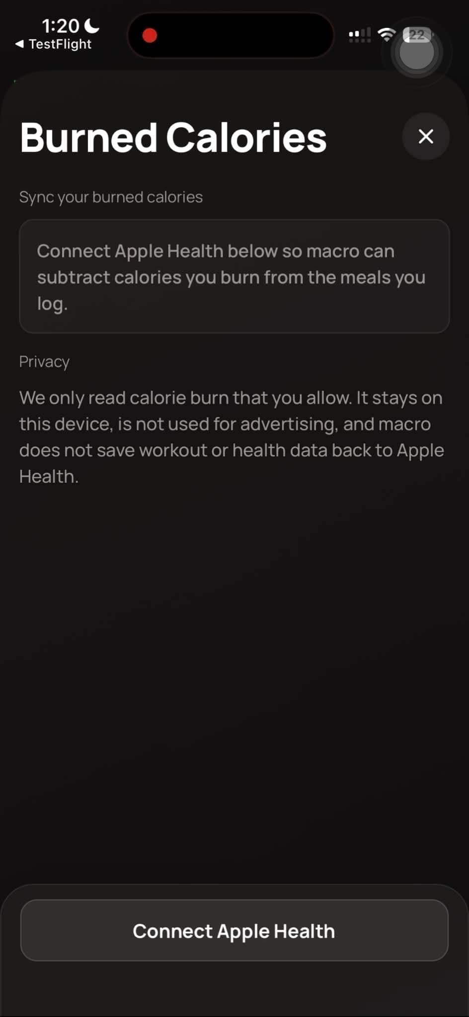 See burned calories link on home